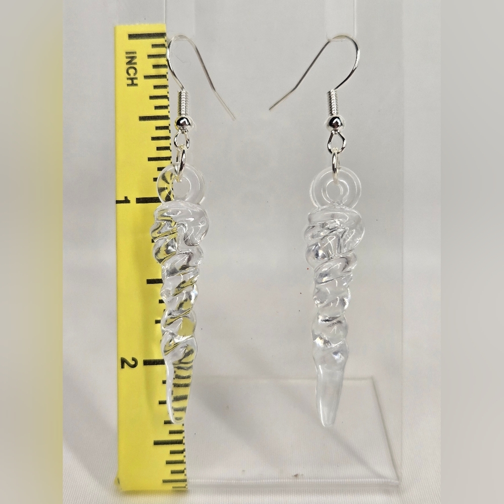 Chic Clear Icicle Spiral Drop Earrings